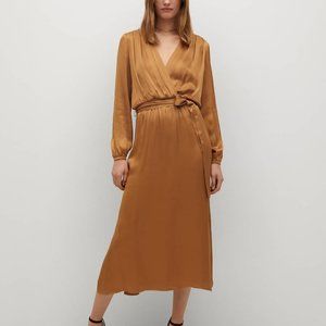 Mango Wrapped Satin Midi Dress
